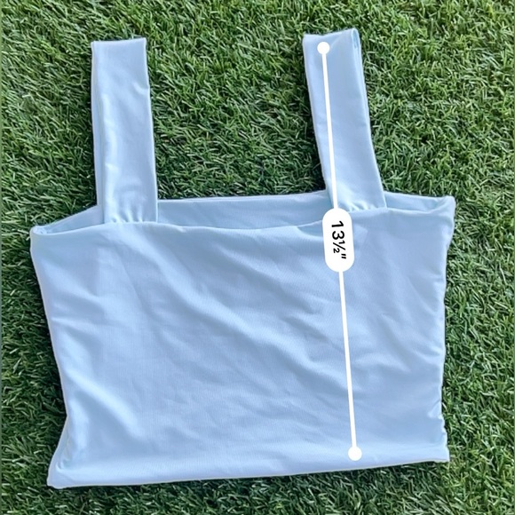 Spandex / Stretch Square Neck Crop Tank Top Light Blue Size M - Picture 5 of 6